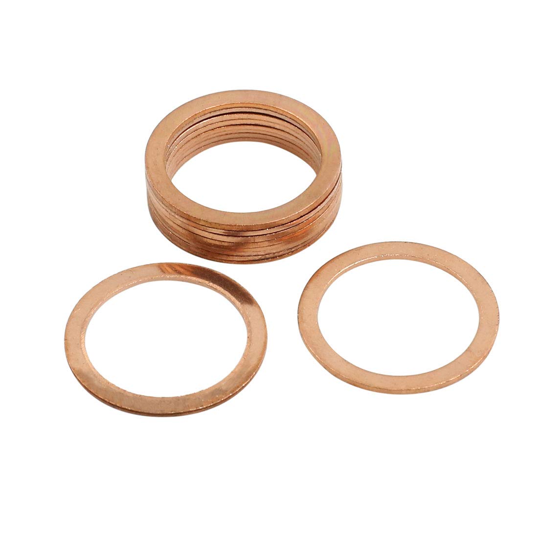 X AUTOHAUX 10 Pcs 22mm Inner Diameter Copper Washers Flat Sealing Gasket Rings