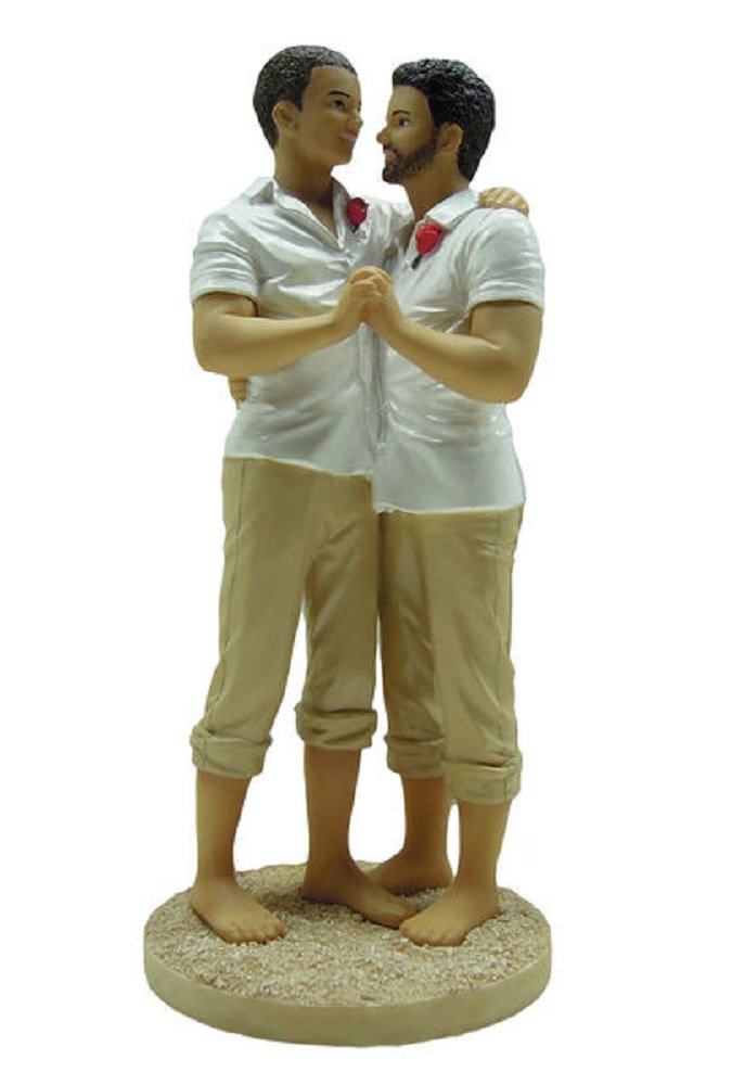 Gay beach wedding cake topper