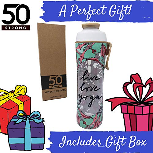 50-Strong-BPA-Free-Gym-Water-Bottle-with-Ice-Guard-Flip-Top-Cap-Carry-Loop-Cute-Designer-Prints-Perfect-for-Men-Women-Sports-Workout-24-oz-Made-in-USA