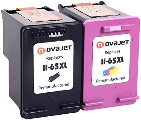 Novajet Remanufactured Ink Cartridge For HP 65 65XL (1*Black & 1*Tri-color) Use In Deskjet 2655 3720 3721 3722 3723 3730 3732 3752 3755 3758 Printers High Yield