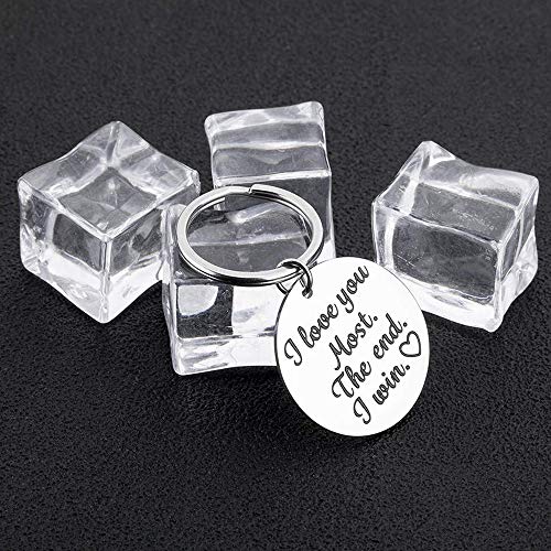 AXEN Key Chain Gift, I Love You Most The End I Win, Stainless Steel Keyring for Couple, Style 4