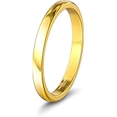 Fyrddyn 2mm 4mm 6mm 8mm Tungsten Men's Wedding band Hypoallergenic Gold Wedding Bands for Women Man Domed High Polish Gold Rings for Women Non Tarnish Comfortable and Durable Fit Size 6-13