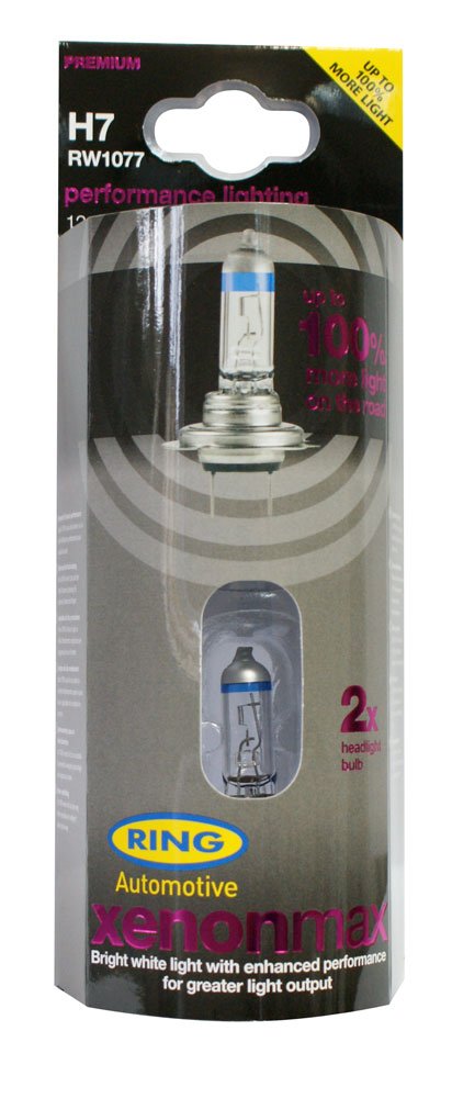 Ring Automotive RW1077 H7 Px26d Xenon Max with 100 Percent Halogen Headlamp, 12 V, 55 W