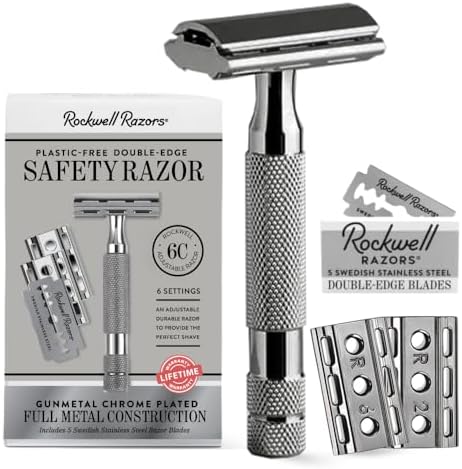 Savdi Razor ROCKWELL RAZORS 6C Gunmetal Chrome Double-Edge Safety Razor with 6 ...