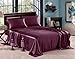 Honeymoon Luxury Satin Bed Sheet Set, Ultra Silky Soft, Queen - Purple