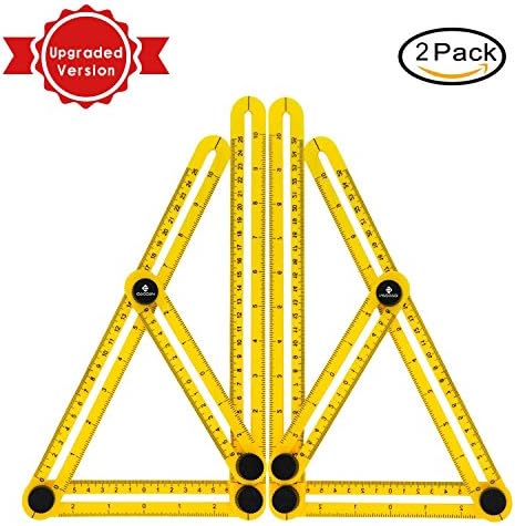 IDAODAN Angle Template Tool, Easy Angle Ruler - Multi Angle Measuring Tool with Unique Laser Etched Line - Ultimate Angle Tile &amp; Flooring Template Tool (2 Pack)