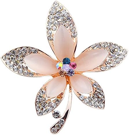 ALBEST Jewelry Women's Cat's Eye Stone Colorful Rhinestone the Maple Leaf Brooches Pin, Gold Plated