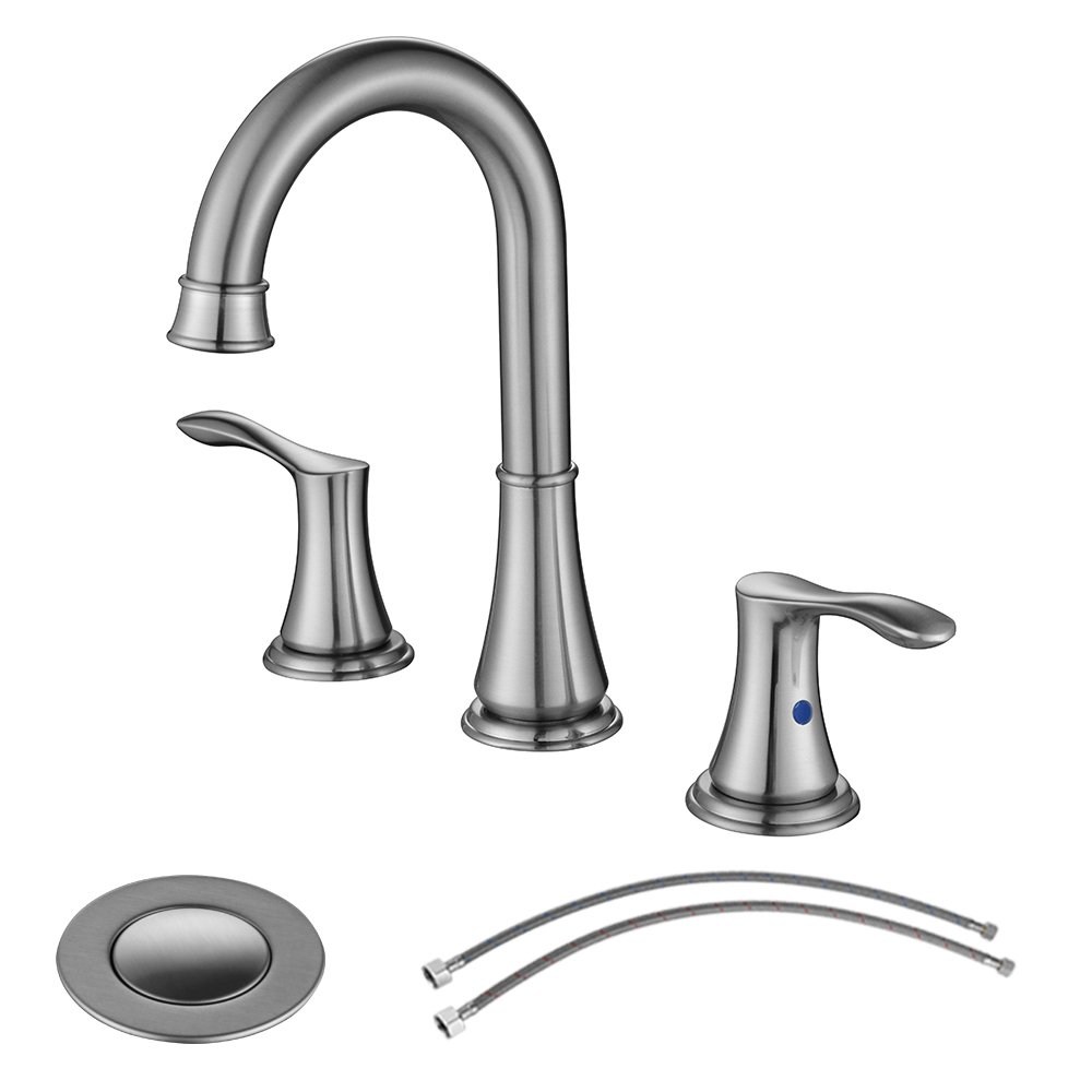 Parlos Two Handles Wide Spread Bathroom Faucet With Pop Up Sink