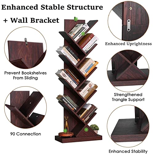 Tree Bookshelf, 9 Shelf Floor Standing Tree Bookcase with Wall Anchor