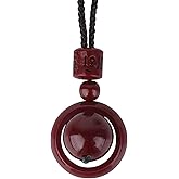 Chiorgone Cinnabar Six Syllable Mantra Rotating Pendant Necklace – Feng Shui Amulet for Protection, Good Luck, and Prosperity, Unique Gift for Positive Energy.