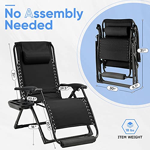 Ezcheer Oversized Padded Zero Gravity Chair with Foot Rest Cushion