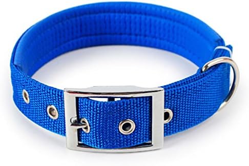 Dog Collar Adjustable Neck Strap for Large Medium Small Pet Dog Pure Color (XL, Blue)