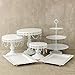Lucky Monet 6Pcs Crystals Cake Stand Cupcake Tower Stand Wedding Plates Set Metal Round Party Dessert Display Décor with Crystals Beads (6pcs, White)