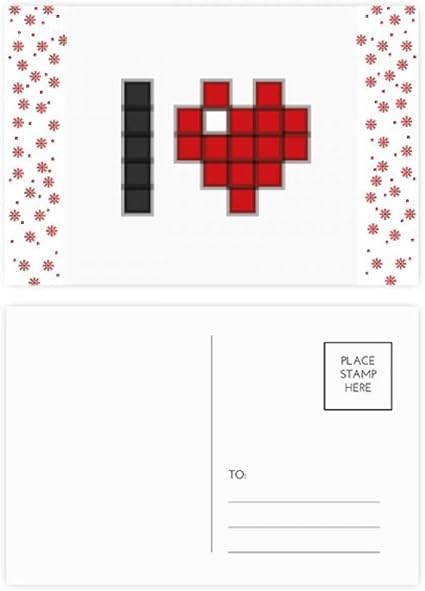 Amazon I Love バレンタインピクセルクリスマスフラワー お祝い ポストカード 祝福 郵送カード ポストカード 絵柄付はがき 文房具 オフィス用品
