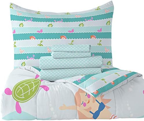 Comforter and sheet set for twin bed, made of microfiber material. Standard size, suitable for a twin bed.