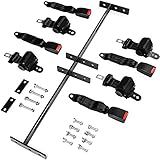 Retractable Universal Golf Cart Seat Belts and Bracket Kit for Most EZGO, Club Car DS, Yamaha, and Other Golf Cart - 4x Seat Belts