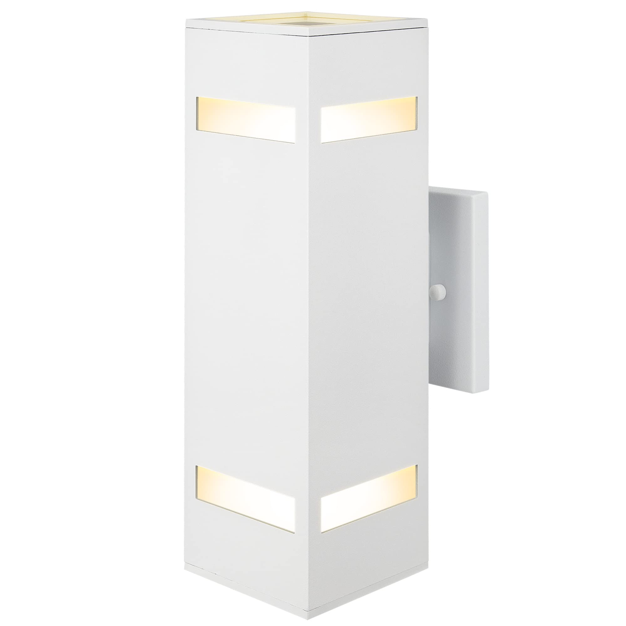 Photo 1 of CnengSthy Aluminum Modern Outdoor Wall Lights, Exterior Up Down Lighting Square Cylinder Porch Wall Lantern for Entryway, Front Door, Hallway, Garden, Matte White Finish [UL Listed]