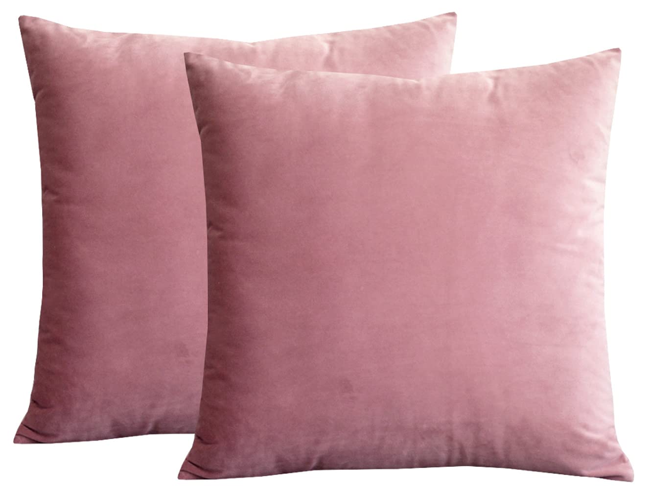 Lutanky Velvet Soft Throw Pillow Case Decorative Square Cushion Covers for Sofa Bedroom Living Room 20" X 20" （50 x 50 cm） Set of 2 Pink