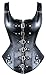KIWI RATA Women's Punk Rock Faux Leather Buckle-up Corset Bustier Basque with G-String, Black 2, Medium