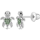 In Season Jewelry Sea Turtle Kids Earrings - 925 Sterling Silver Hypoallergenic Earrings for Girls with Safety Screw Backs - Safe & Comfortable for Toddlers, Kids & Little Girls