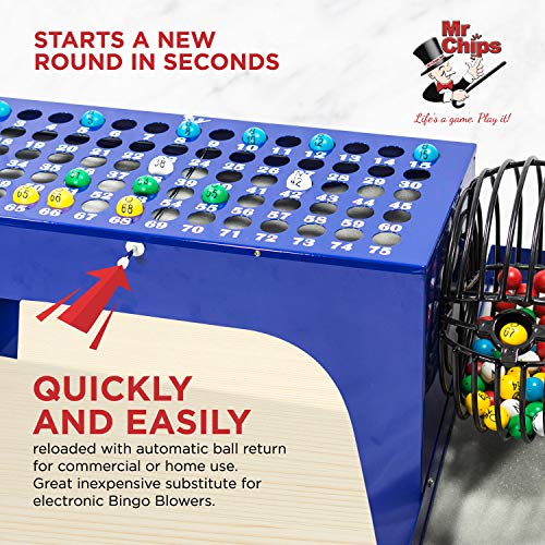 MR CHIPS Deluxe Bingo Set with Bingo Cage, 7/8 Inch Bingo Balls and