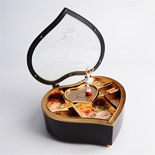 MUSICALL Music Box Wooden Mechanical Musical Box Girls Carousel Hand Crank Music Box Mechanism Brown
