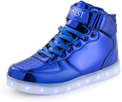 AFFINEST Led Light up Shoes for Men Women High Top USB Charging 16 Colors Flashing Fashion Sneakers with Control App Boys Girls(LM-Blue,40)