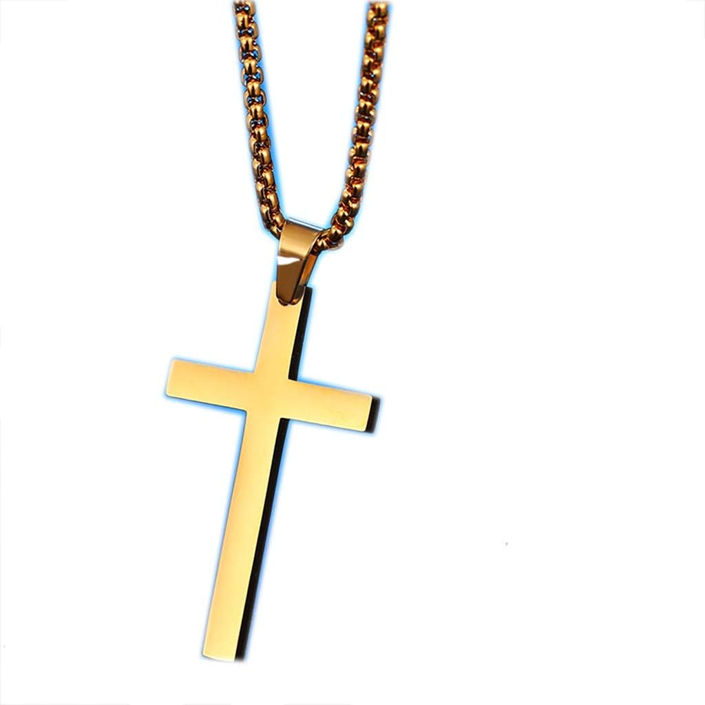 YVV Simple Cross Pendant Necklace for Men for Women, Rose Gift Box