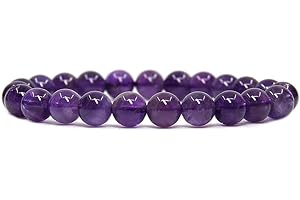 Angelstones Handmade Gem Semi Precious Gemstone 8mm Round Beads Stretch Bracelet 7" Unisex