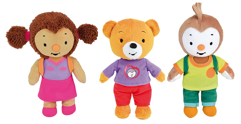 Jemini 023719S Set of 3 Plush Toys, 19 cm, Lalou, Pilot and the Cuddly Toy de T'Choupi, Multi-Coloured