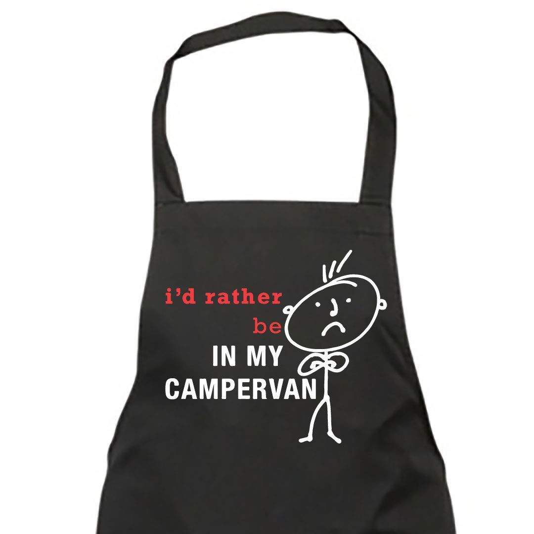 60 Second Makeover Limited Men's I'd Rather Be In My Campervan Black Apron Campervan Gifts For Men BBQ Aprons For Men Fathers Day Present Idea For Motohome Gifts