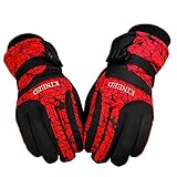 GVDV Waterproof Men Women Winter Ski Skiing Snow Warm Gloves (Red)