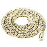 Niv's Bling - 14K Gold Plated Tennis Necklace - Iced Out 1 Row Chain, 36 Inches