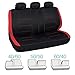 Venice Car Seat Covers w/ Vinyl Trim Floor Mats - Striped Red Accent on Black Cloth