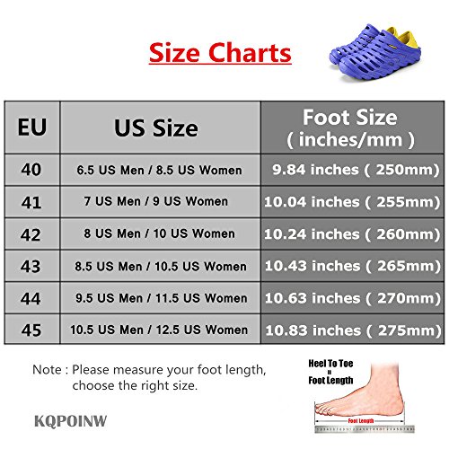 Kqpoinw Summer Unisex Garden Clogs Walking Slippers Lightweight Breathable Sandals Anti-Slip Quick Drying Beach Water Shoes ((Men)6.5 US/40 EU=9.84", Blue)