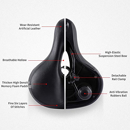 IPOW Comfort Bike Seat for Women or Men, Bicycle Saddle Replacement