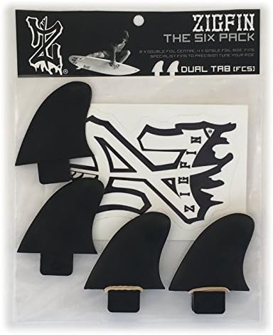 Zigfin Performance Surf Board Fins for 5 Fin / Thruster / Quad... FCS Compatible Six Pack