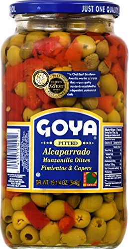 Goya Foods Pitted Alcaparrado Manzanilla Olives Pimientos & Capers, 19.25 Ounce (Pack of 12)