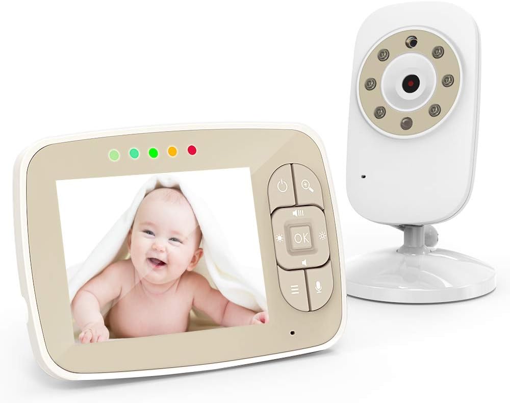 Baby Monitor-3.5 inch Large Screen Video Baby Monitor with Camera and Audio for Baby Nursery,Support Multi Camera,Two Way Talk,Temperature Sensor，Lullabies，Infrared Night Vision Baby Camera