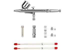 HUBEST 0.2/0.3/0.5mm Dual-Action Gravity Feed Airbrush Spray Gun Nail Painting Kits with Quick Connector Airbrush Needle Nozzle Nozzlecap