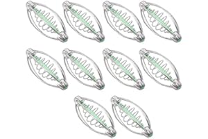 BNINETEENTEAM Vbest life 10PCS Fishing Bait Cage Stainless Steel Spring Fishing Feeder Bait Thrower with Pendant Bead, Size S/M/L/XL Available(M 18g)