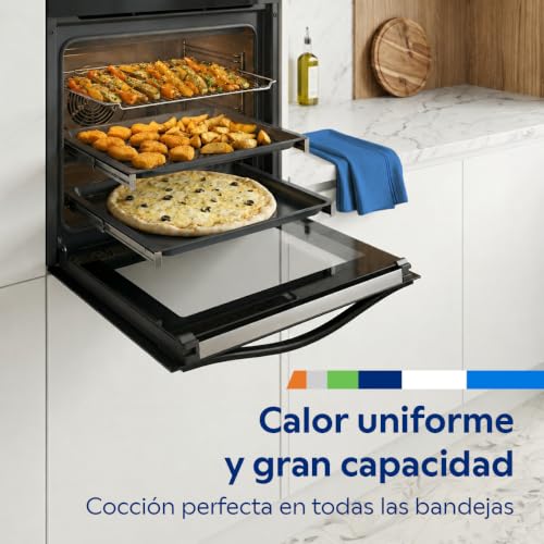 - Horno multifunción, 60 cm, Pirólisis y Aqualisis, Control Comfort, 10 recetas, Cristal Negro, 3HB4841X3