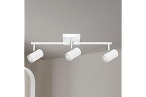 AUQUEE 3 Light Track Lighting Fixtures Ceiling, White Kitchen Lighting Fixtures Ceiling, Track Lights Ceiling, Rotatable Light Heads, Modern Track Lights for Living Room,GU10 Bulb Not Included