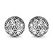 925 Sterling Silver 12 mm Filigree Flower of Life Mandala Cut Open Half Ball Round Post Stud Earrings