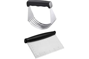 Dough Blender Mixer and Stainless Steel Pastry Scraper,Kitchen Baking Essential Tool with Comfortable Grip Handle for Pie Cru