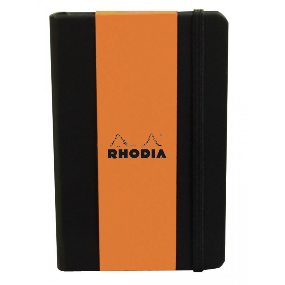 RHODIA 118609C - Rigid Black Webnotebook - A5 - Ruled - 192 pages - Ivory Clairefontaine Paper 90 g/m - Bookmark, Elastic Closure - Faux Leather Cover