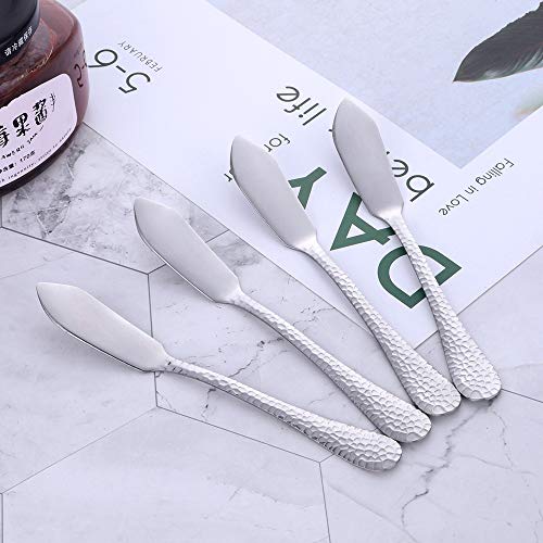 BUY&USE 12 PCS 5.3 Inch Butter Knives Cheese Spreaders Stainless Steel hammered surface Silverware Dinnerware Set for Butter Sandwiches Cheese Breakfast
