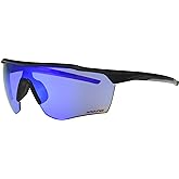 Rawlings Batter Up Youth Baseball Sunglasses, Matte Black/Sky Blue Mirror, 65mm