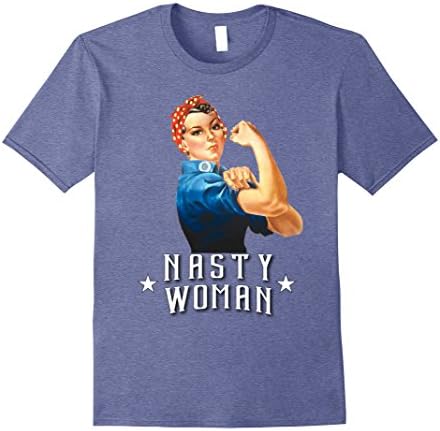 Mens Rosie the Riveter Nasty Woman Shirt 3XL Heather Blue