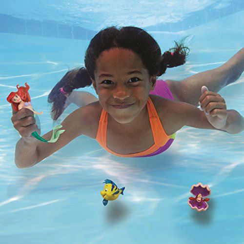 SwimWays Little Mermaid Disney Dive Characters Kids Pool Toy- Princess Ariel, Flounder, and Sebastian, Bath Toys and Pool Party Supplies